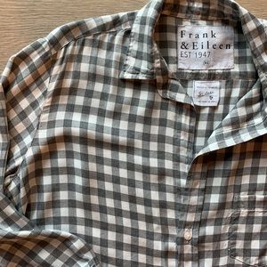 Frank & Eileen Grey and White Plaid Button-Down Shirt